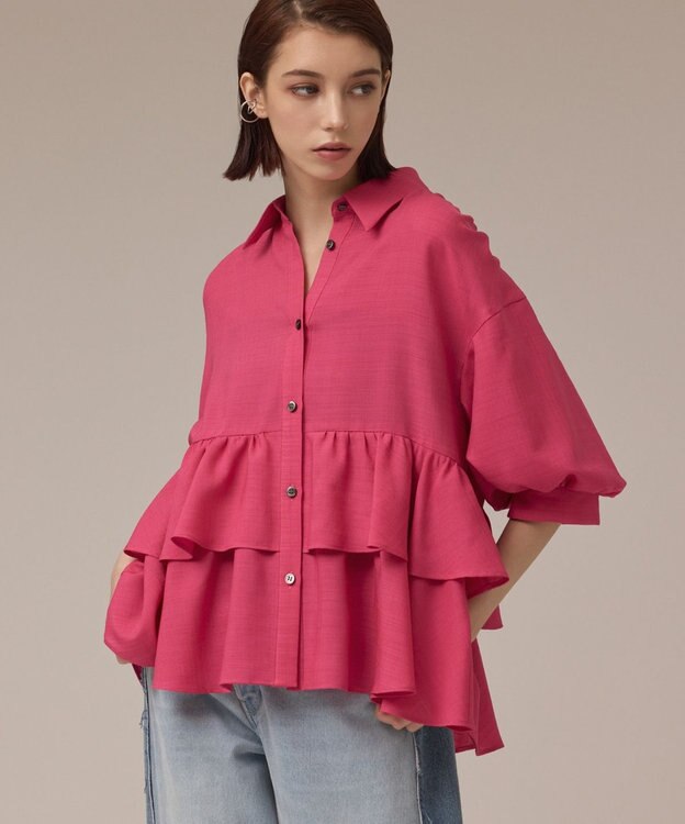 GRACE CONTINENTAL ティアードシャツチュニック ピンク