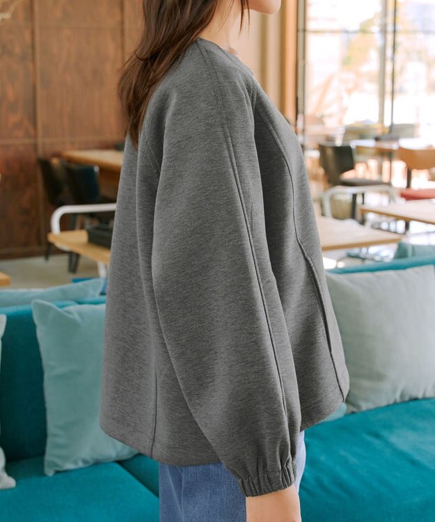 Tiaclasse ダンボールポンチノーカラーブルゾン チャコールグレー