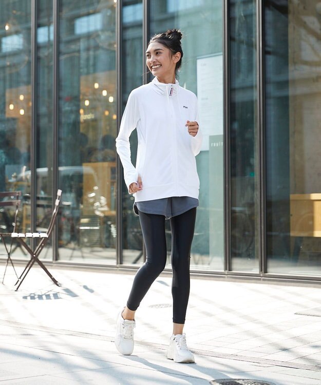 OP／FILA 【FILA】ラッシュガードブロックメッシュ スタンドカラージャケット ホワイト