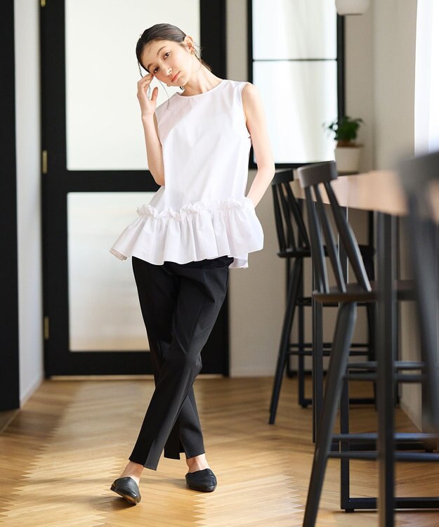 #Newans タックフリルヘムシャツ ホワイト