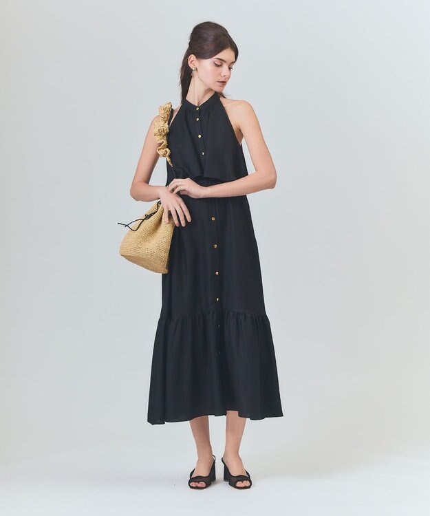 GRACE CONTINENTAL リネンライクホルタードレス ブラック