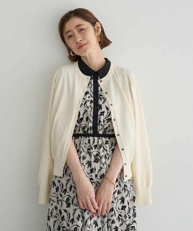 YECCA VECCA 【UVカット】クルーネックカーディガン Ivory