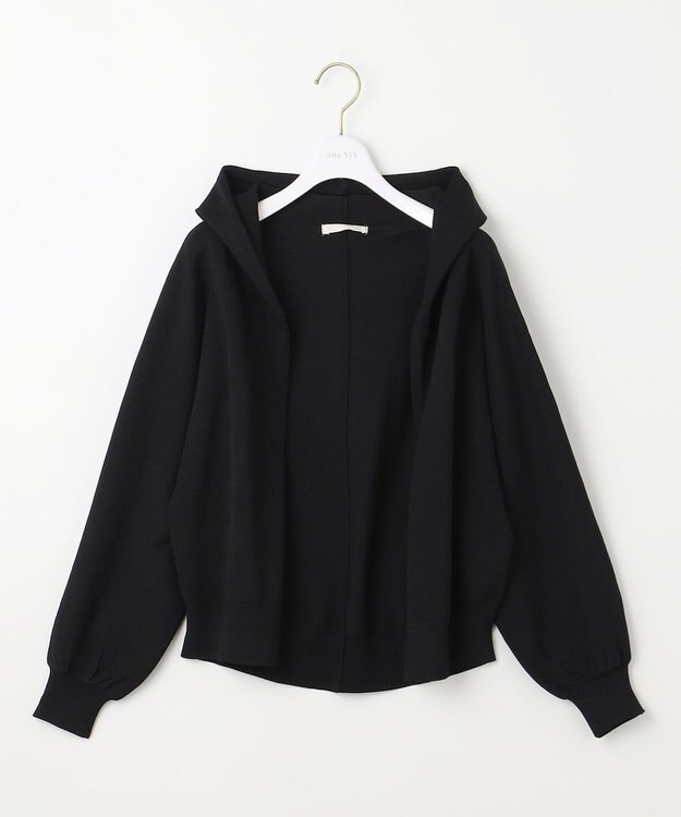 ANY SIS 【接触冷感・UVケア】ニットフーディー カーディガン ブラック