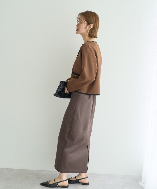 YECCA VECCA レザーライクナロースカート Brown