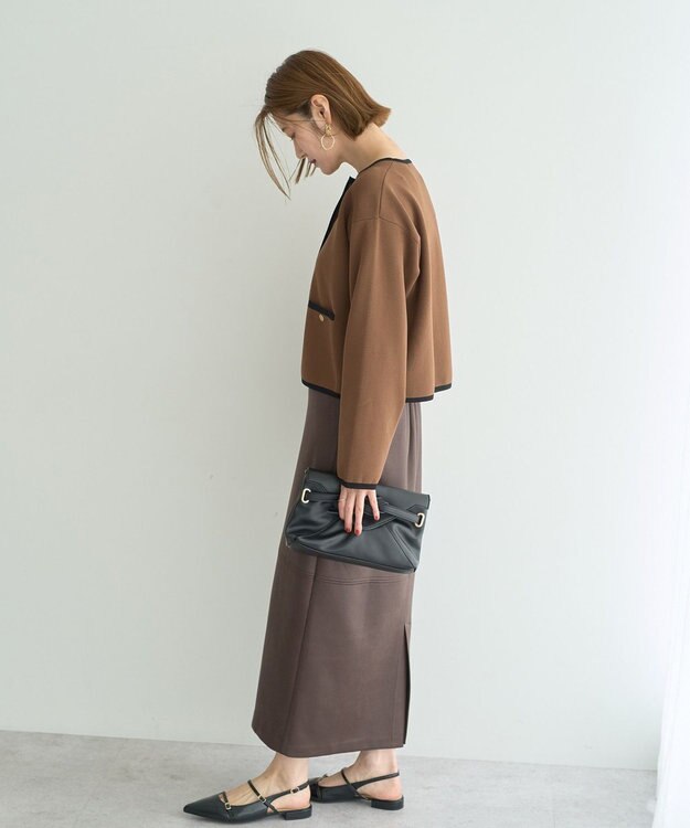 YECCA VECCA レザーライクナロースカート Brown