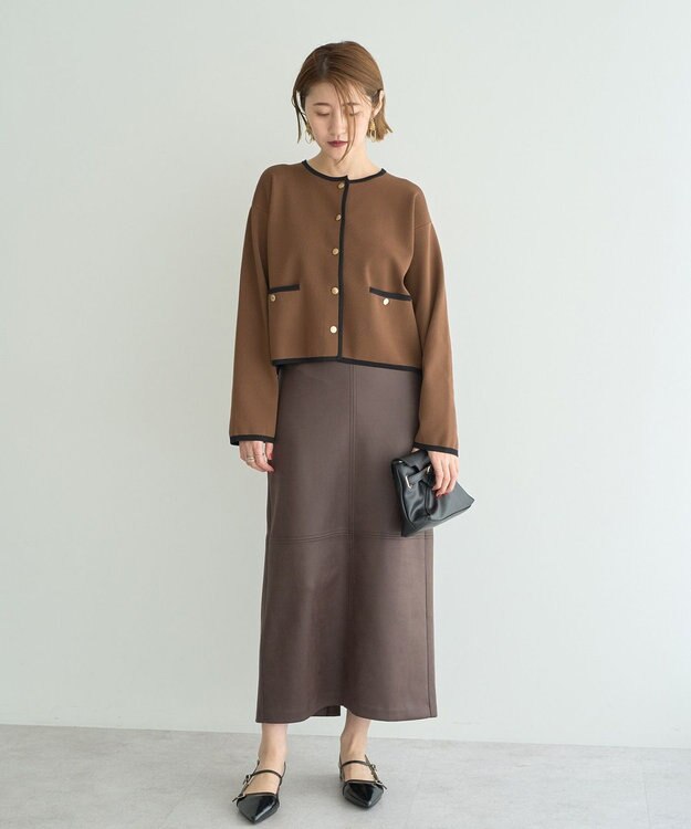 YECCA VECCA レザーライクナロースカート Brown