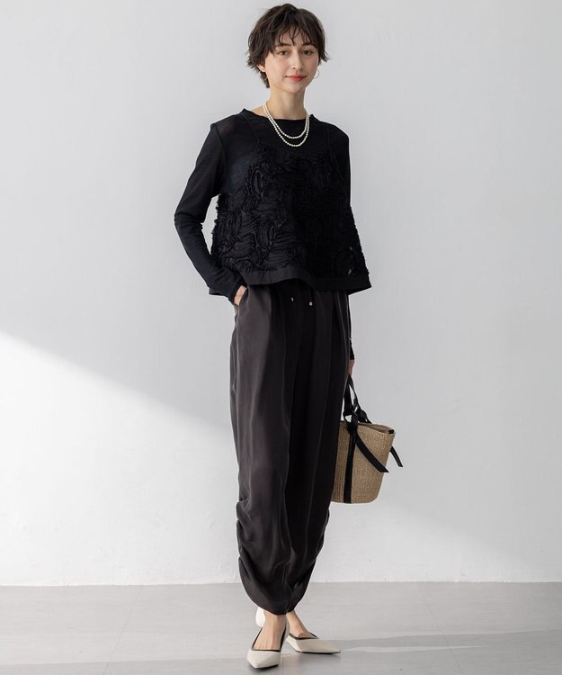 23区 S 【Oggi5月号掲載/洗える】シアー レイヤード TEE ブラック系