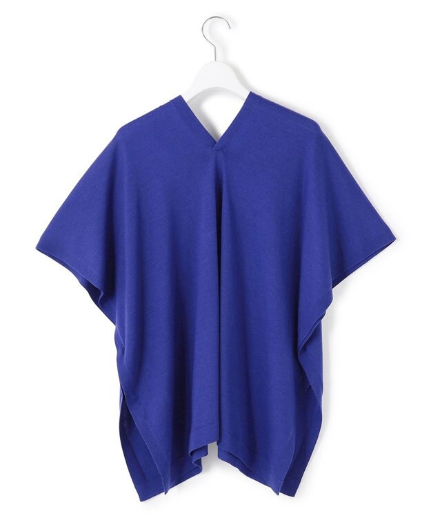 23区 S 【洗える】コンパクトウール マルチウェイ ニットポンチョ ブルー系