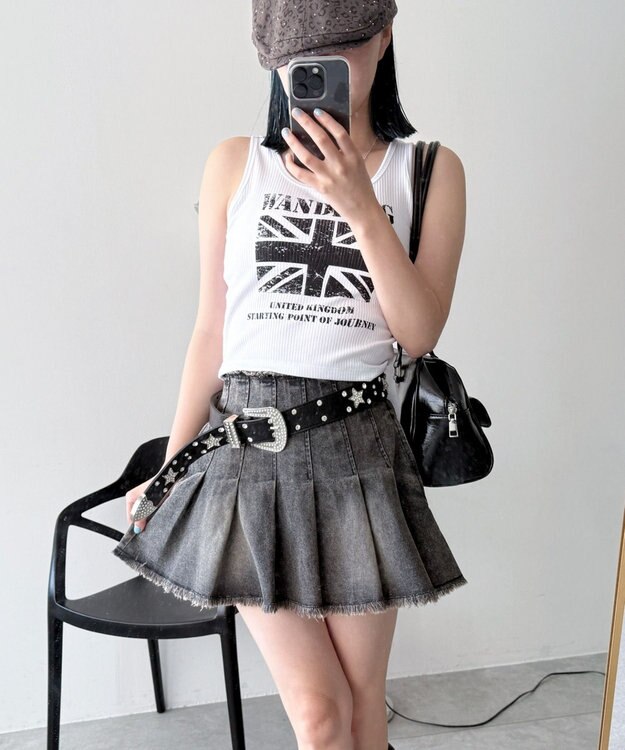 WEGO 【カップ付きインナー】グラフィックカップ付きリブタンク 柄11