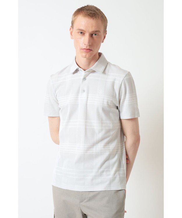 DAKS DAKS GOLFチェック ジャカード半袖ポロシャツ グレー