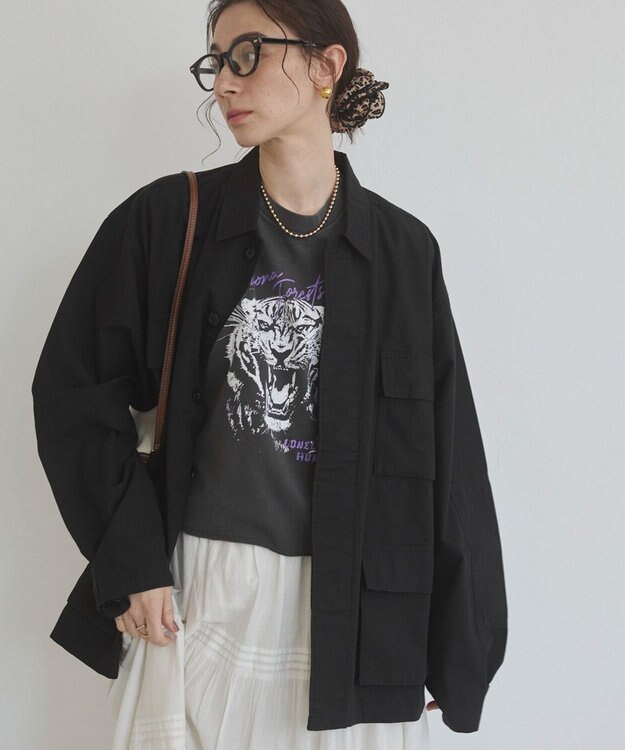 WEGO 【ANGIE VINTAGE】ミリタリー シャツジャケット ブラック