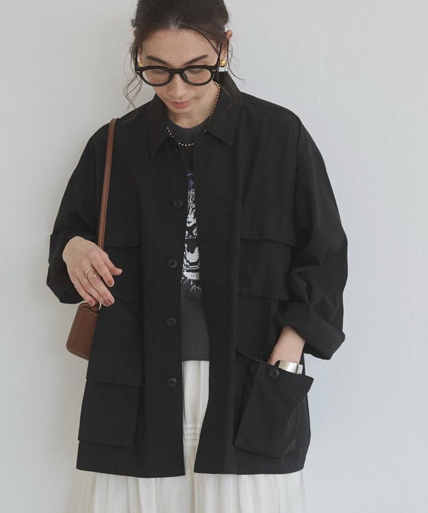 WEGO 【ANGIE VINTAGE】ミリタリー シャツジャケット ブラック