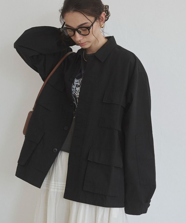 WEGO 【ANGIE VINTAGE】ミリタリー シャツジャケット ブラック