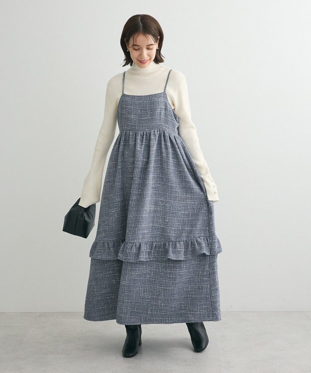 Green Parks ・ＥＬＥＮＣＡＲＥ　ＤＵＥ　ツィードキャミワンピース Gray