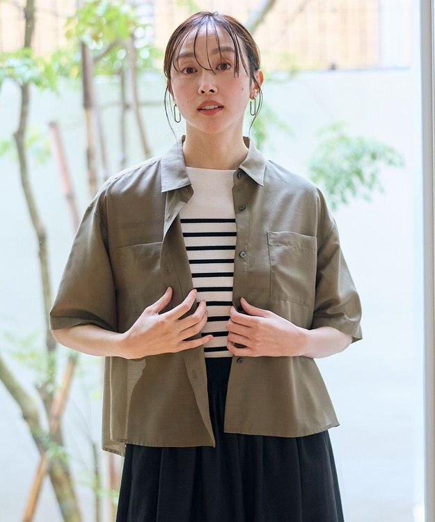 ANY シアーテックリネンシャツ カーキ