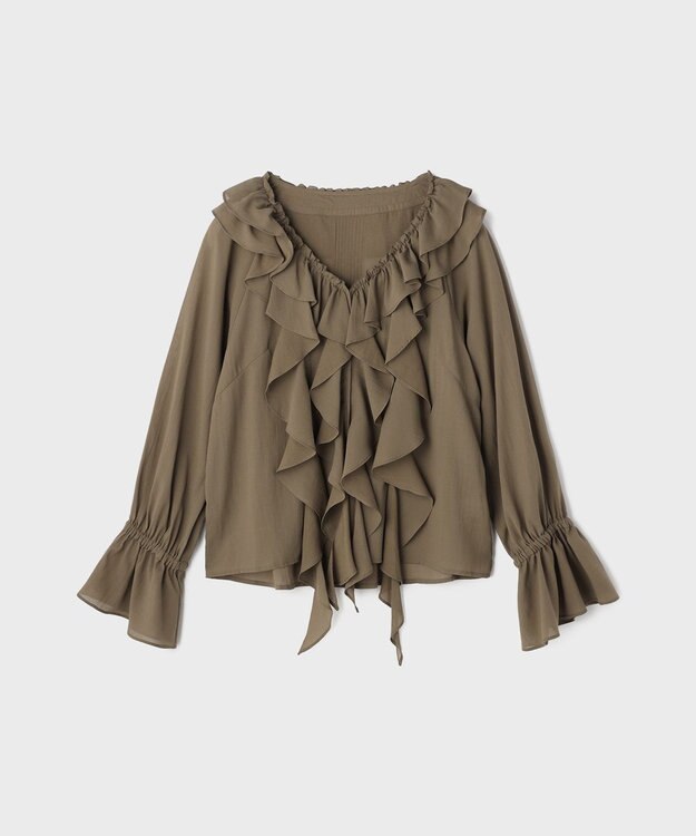GRACE CONTINENTAL フリルブラウス カーキ