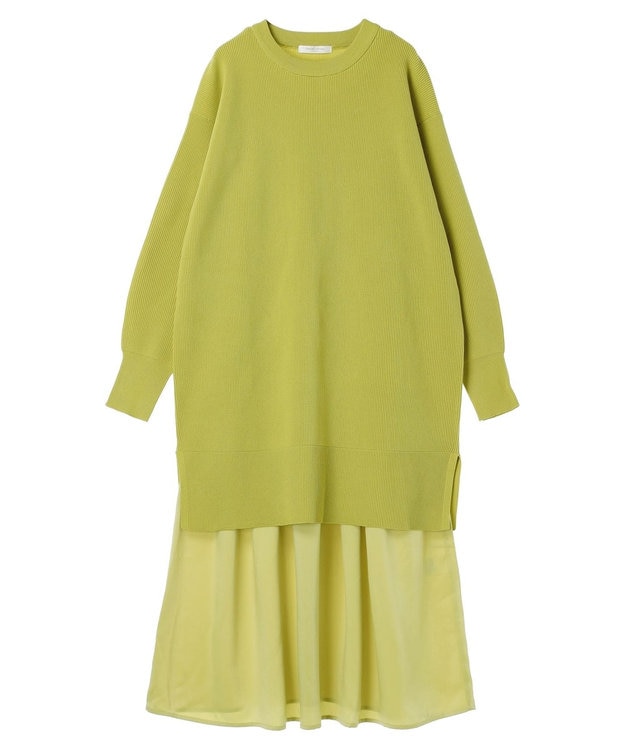 Green Parks ＳＥＴ２点　ニットチュニック＋キャミワンピース Lime Green