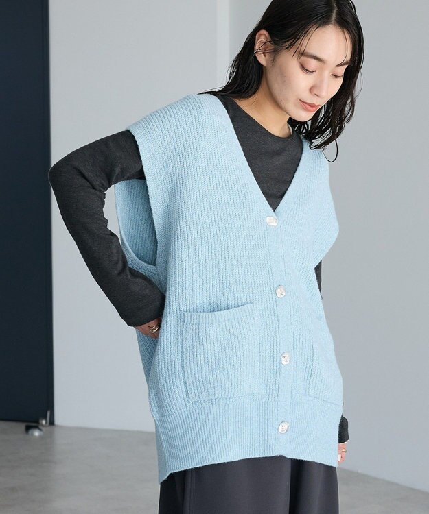 CRAFT STANDARD BOUTIQUE Ｖネックオーバーサイズニットベスト Sax