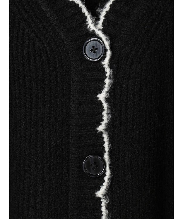 earth music&ecology スカラップニットカーディガン Black