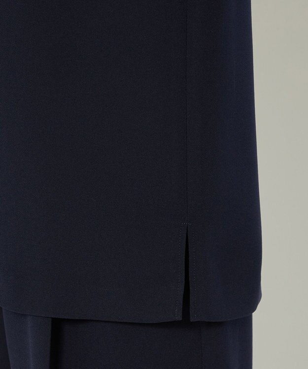 uncrave 【防シワ・洗濯機洗い可】ウォッシャブルダブルクロス スリットスリーブ ブラウス（uncrave STANDARD） ネイビー