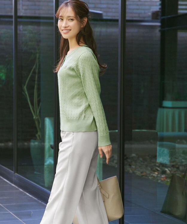 Tiaclasse ワンポイント刺繍ケーブルカーディガン ミント
