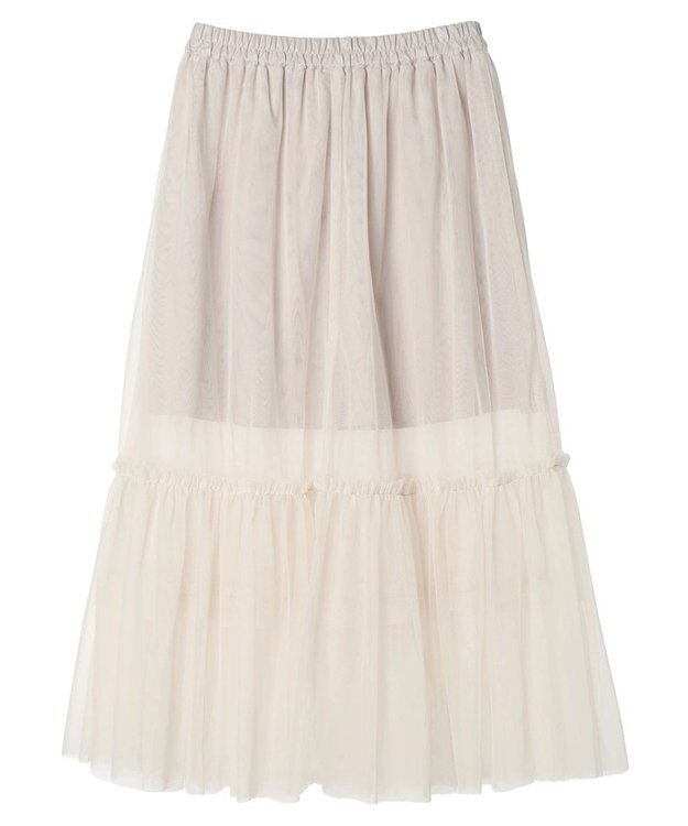 earth music&ecology ティアードチュールスカート Ivory