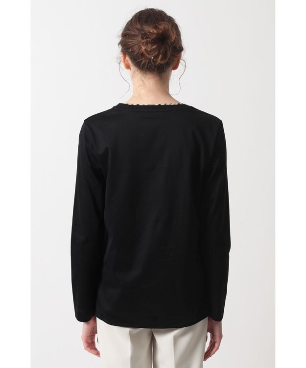 DAKS ミニハウスチェック襟 ダブルカラーTシャツ ブラック