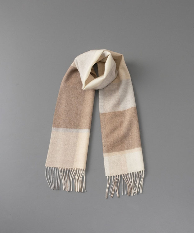 AURORA foulatelier　フラトリエ　カシミヤ起毛 チェックマフラー ベージュ