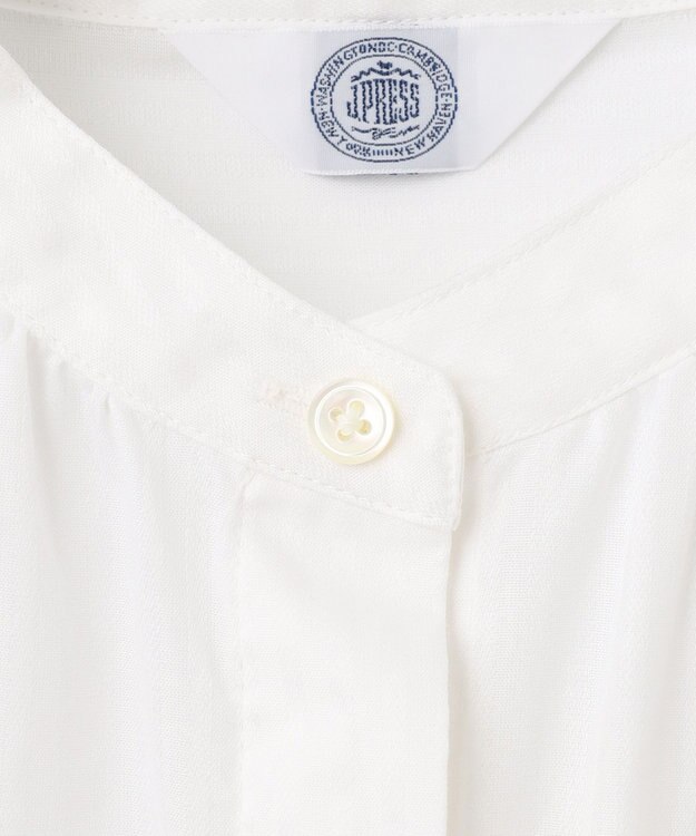 J.PRESS LADIES S 【洗える】ボイルEASYCARE バンドカラー ブラウス ホワイト系