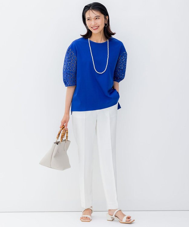 23区 【洗える】トロピカル2WAYストレッチ テーパード パンツ ホワイト系