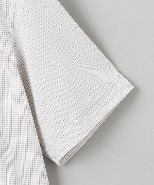 GOTAIRIKU 春夏向け【形態安定】SUMMERPREMIUMPLEATS_スナップダウンカラー 半袖ドレスシャツ_ブラウン(25年限定色) 白地×ダークブラウン格子