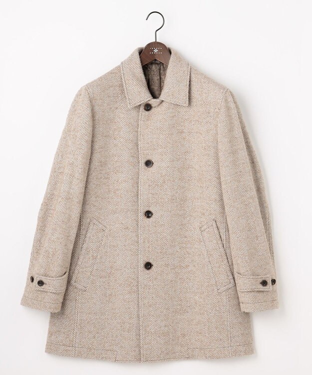 JOSEPH ABBOUD 【尾州産カシミヤブレンド素材/軽量】カシミヤブレンドアルパカヘリンボーン ステンカラーコート ベージュ系7