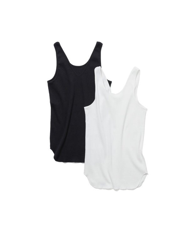 LENO BACK TO FRONT TANK TOP　前後着用可能テレコタンクトップカットソー WHITE