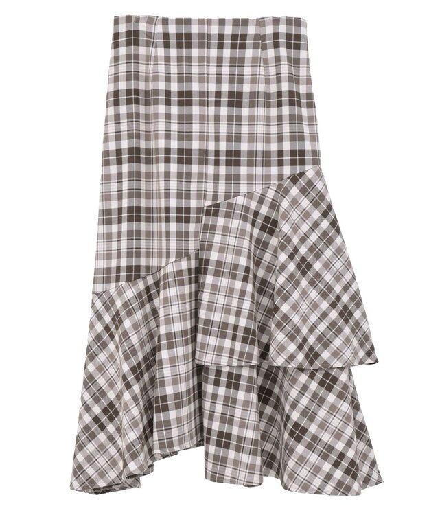 earth music&ecology ティアードイレヘムスカート Check Brown
