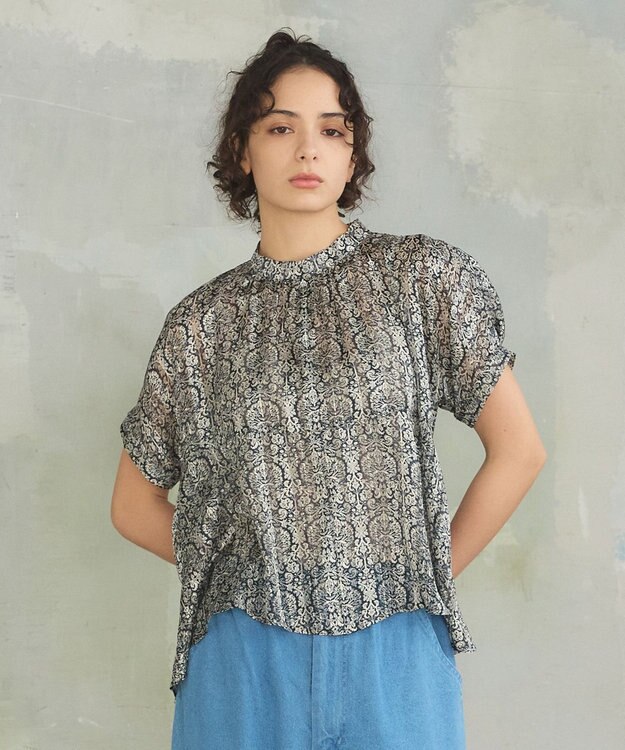 J.PRESS YORK STREET 【WOMEN】オリジナルタイルプリント ブラウス ブラック系5