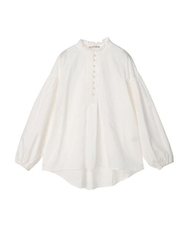 CRAFT STANDARD BOUTIQUE パールボタンピコフリルブラウス Off White