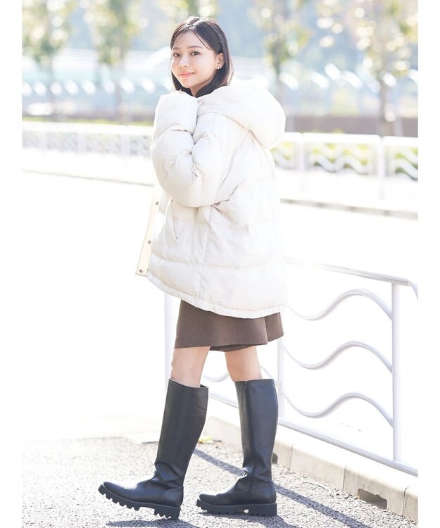 earth music&ecology フーディー中綿ブルゾン Ivory