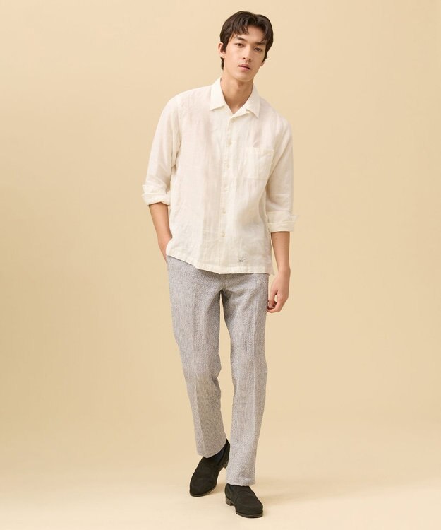 J.PRESS MEN 【LIBECO】リネンオープンカラー シャツ ホワイト系