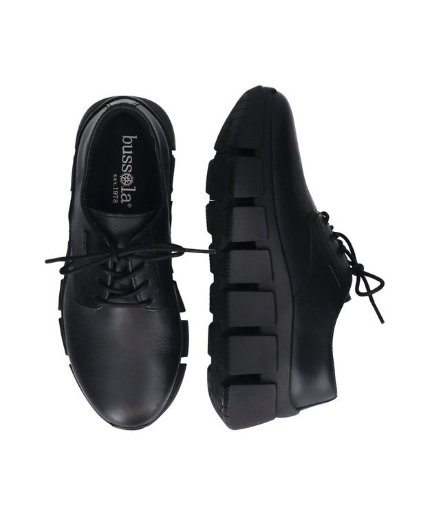 INTER-CHAUSSURES 【BUSSOLA】晴雨兼用厚底ダービーシューズ ブラック