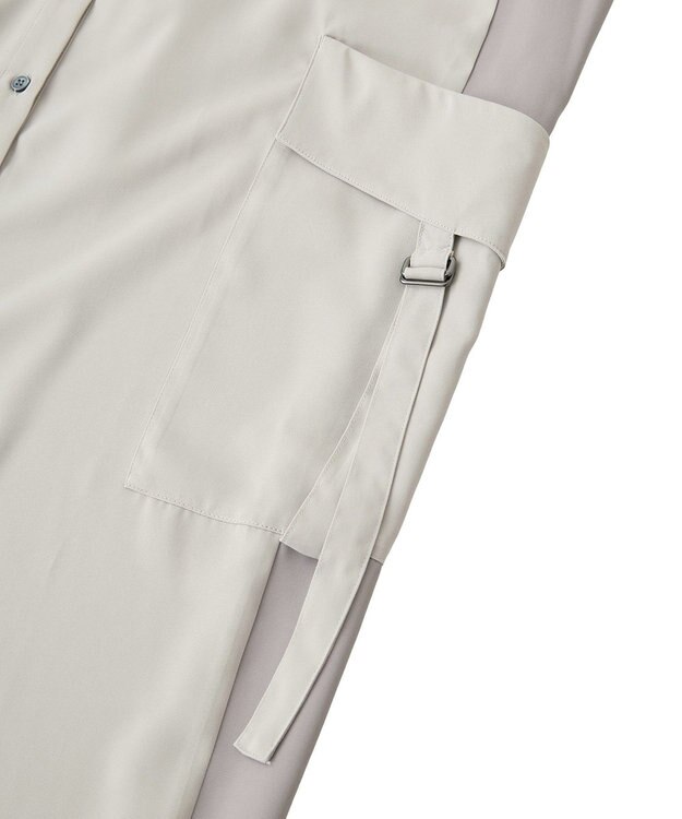 YECCA VECCA カーゴデザイン配色シャツワンピース Light Beige