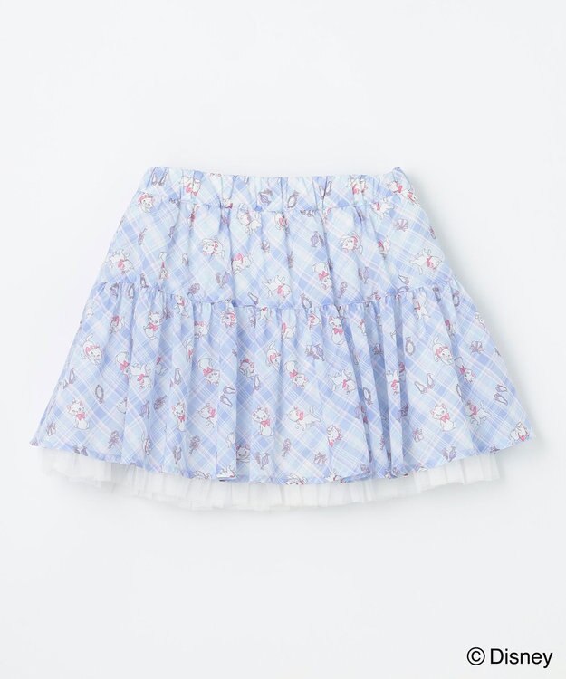 ANY KIDS 【ディズニー/マリー】チェック柄 総柄スカパン サックスブルー