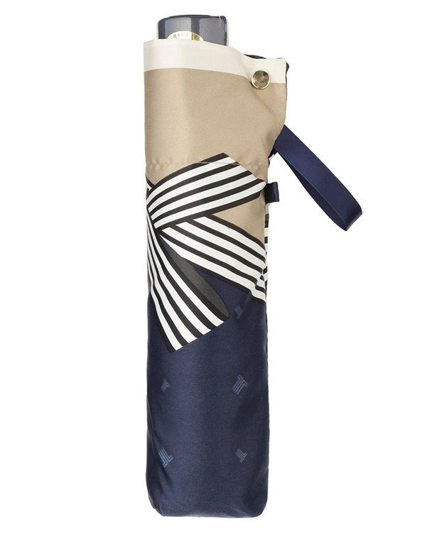 MOONBAT LANVIN en Bleu 折りたたみ傘 サテンプリントリボン ネイビーブルー