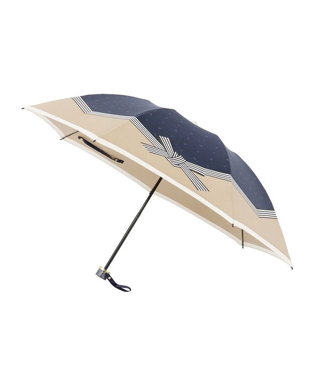 MOONBAT LANVIN en Bleu 折りたたみ傘 サテンプリントリボン ネイビーブルー