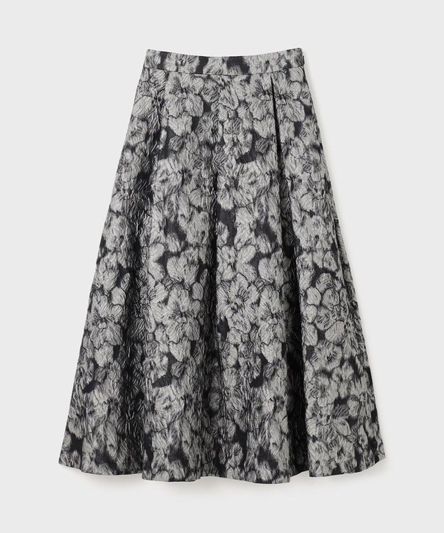 GRACE CONTINENTAL ジャガードタックスカート グレー