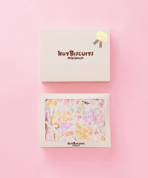 MIKI HOUSE HOT BISCUITS 総柄 ベビー甚平オール ギフトセット【BOX付き】 黄