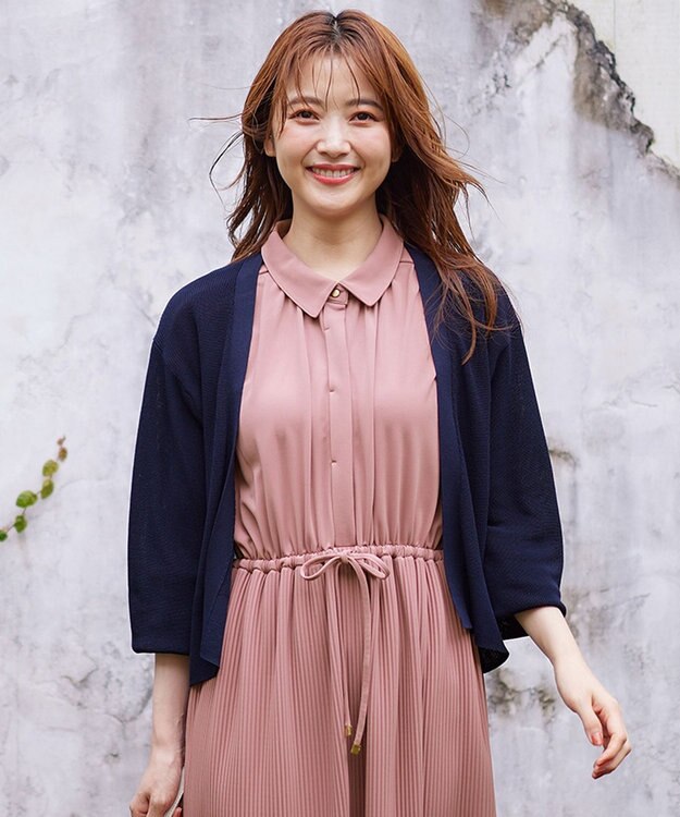 ANY SIS S 【洗える】ショートレングストッパー カーディガン ネイビー