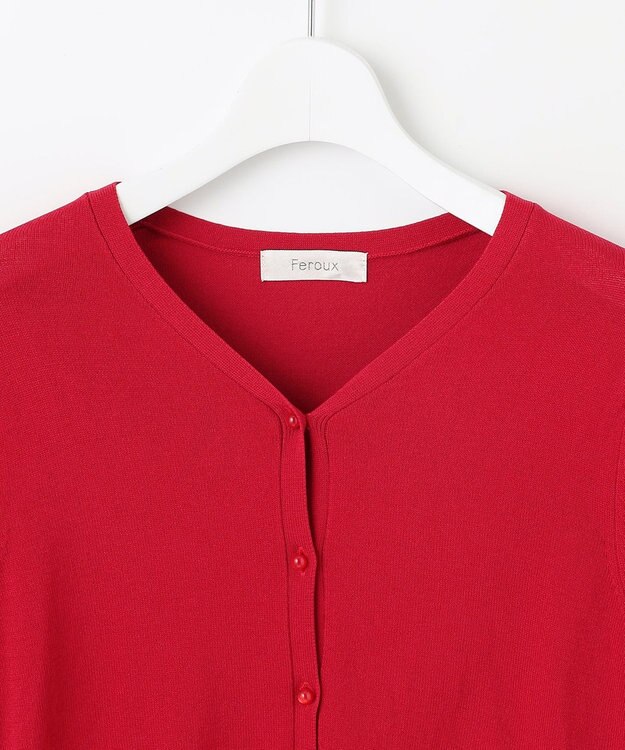 Feroux ハーフスリーブ カーディガン レッド系