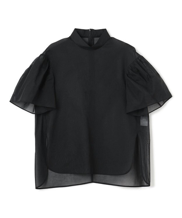 BEIGE， 【洗える】PLUMERIA / コットンシアーパフスリーブブラウス Black