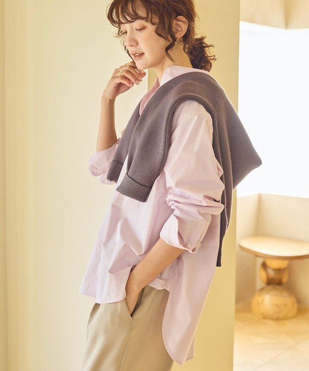 AMERICAN HOLIC イージーケアブロードシャツ Stripe Pink