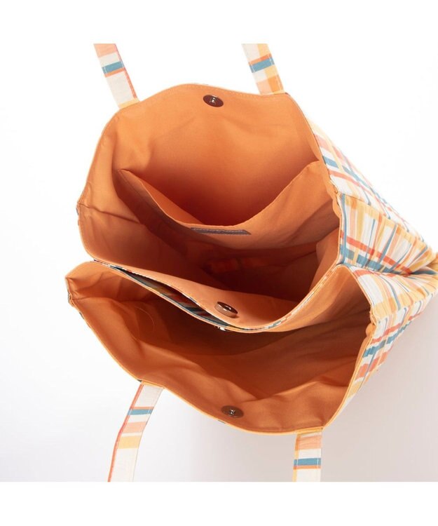 UNBILLION カシュカシュ cachecache / 柄プリント3パーテーショントートバッグ オレンジミックス